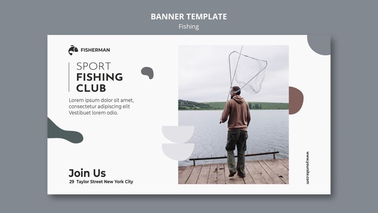 鱼钓鱼概念横幅模板激情横幅网页模板