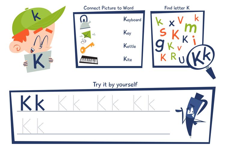 知识字母k工作表模板教育活动学校