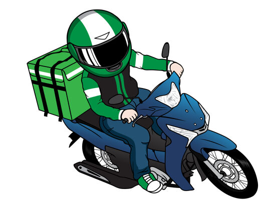 摩托车送货员骑摩托车卡通滑板车吉祥物骑士