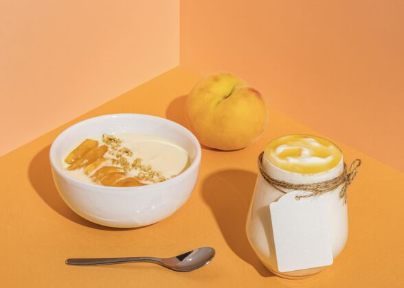健康食品美味酸奶的概念与复制空间空间新鲜有机